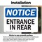 Signmission Entrance In Rear OSHA Notice Sign, Vinyl Decal, 10in W x 7in L, 2PK OS-2PACK-NS-D-710-L-12102 - alternate 2